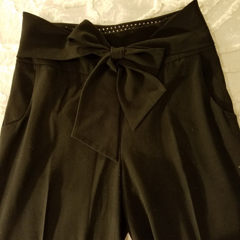 Elevenses Wide-Leg Black Pants with Bow
